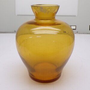 Vintage Hand-Blown Amber Glass Vase